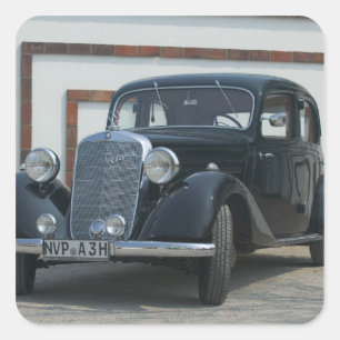 antique mercedes 3 square sticker