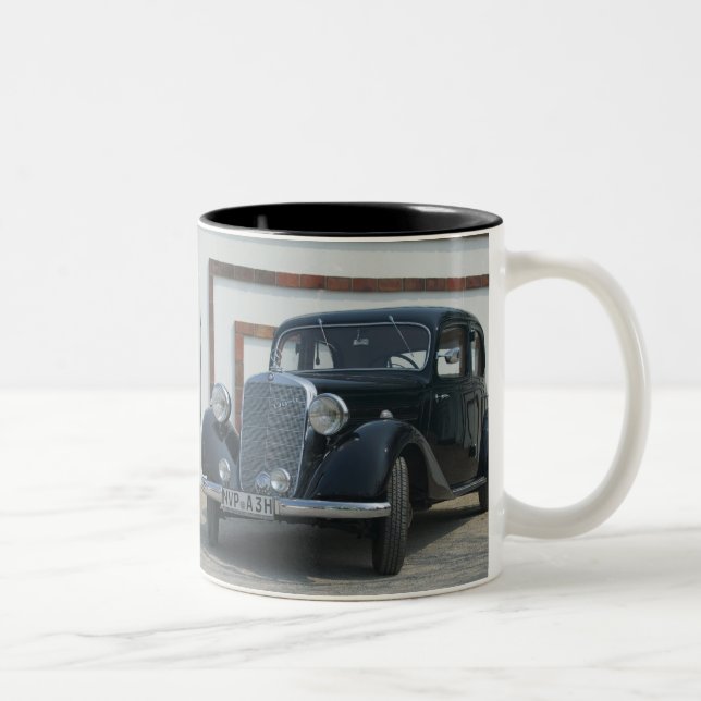 antique mercedes 3 Two-Tone coffee mug (Right)