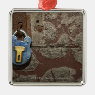 Antique Metal Lock on Stone Wall Tree Decoration