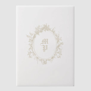 Antique Monogram Wreath Romantic Calligraphy Vellum Invitations