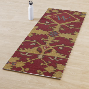 Antique Monogrammed Oriental Persian Red Pattern  Yoga Mat