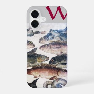 ANTIQUE MOSAIC FISHES,OCEAN SEA LIFE MONOGRAM iPhone 16 CASE