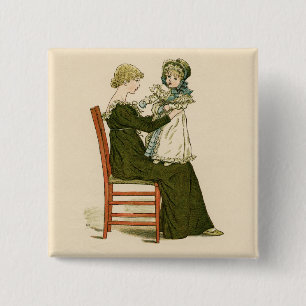 Antique Mother and Child Kate Greenaway 15 Cm Square Badge