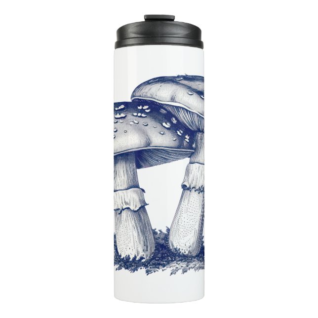  Antique mushroom drawing  Thermal Tumbler (Front)