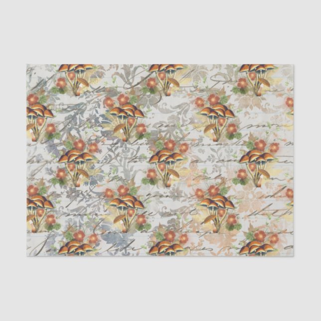 Antique Mushroom Group Decoupage Paper (Front)