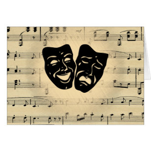 Antique Music and Theatre Masks Blank Inside
