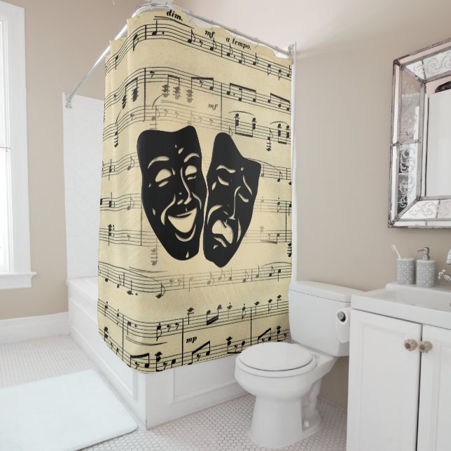 Antique Music and Theatre Masks Shower Curtain (In Situ)