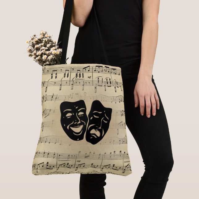 Antique Music and Theatre Masks Tote Bag (Close Up)