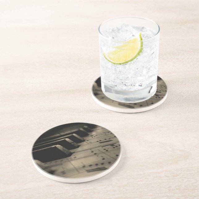 Antique Music Piano Keys  Coaster (Side)