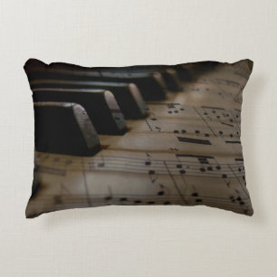 Antique Music Piano Keys Decorative Cushion