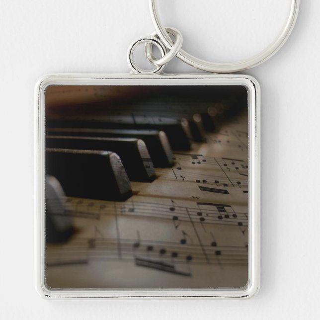 Antique Music Piano Keys Key Ring (Front)