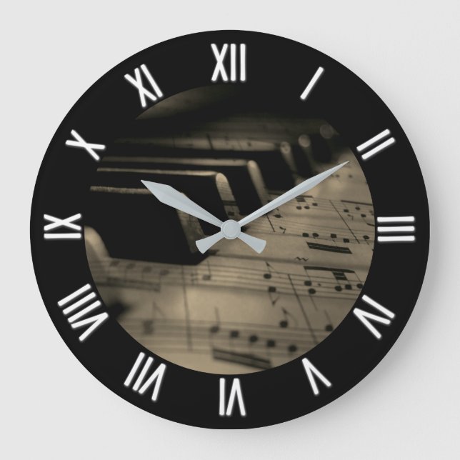 Antique Music Piano Keys Large Clock (Front)