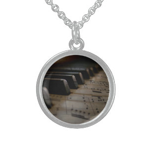 Antique Music Piano Keys  Sterling Silver Necklace