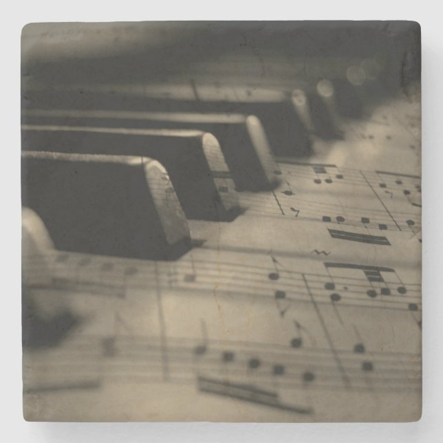 Antique Music Piano Keys  Stone Coaster (Front)