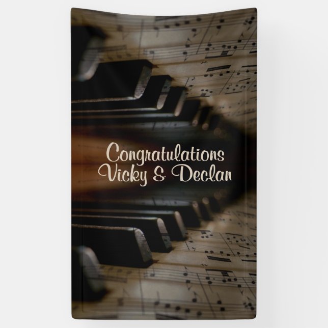 Antique Music Piano Lessons Custom Text  Banner (Vertical)