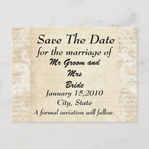 Antique Music Sheet Save the Day PostCard