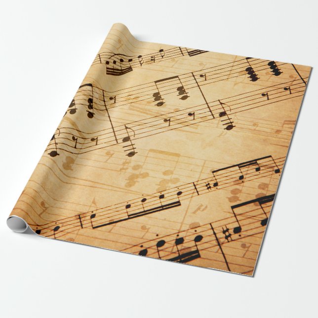 Antique Music Sheet Style 1 Wrapping Paper (Unrolled)