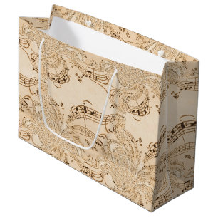 Antique Musical Notes Large Gift Bag