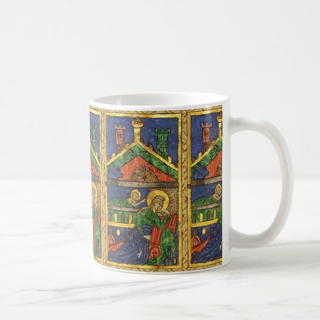 ANTIQUE NATIVITY CHRISTMAS PARCHMENT COFFEE MUG (Right)