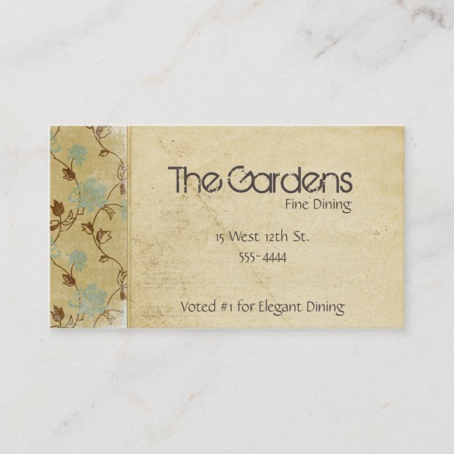 Antique Natural Paper Flowers Business Card (Front)