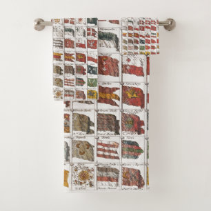 Antique Nautical Flags of the World Poster Bath Towel Set