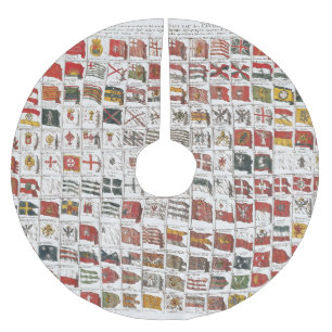 Antique Nautical Flags of the World Poster Brushed Polyester Tree Skirt