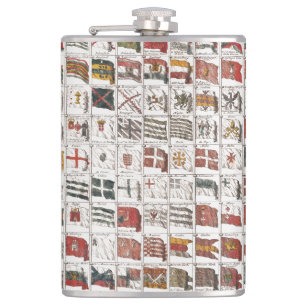 Antique Nautical Flags of the World Poster Hip Flask
