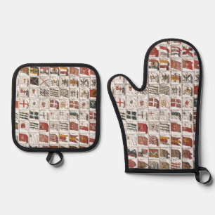 Antique Nautical Flags of the World Poster Oven Mitt & Pot Holder Set