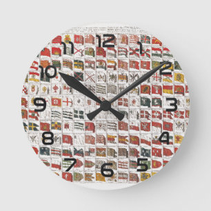 Antique Nautical Flags of the World Poster Round Clock