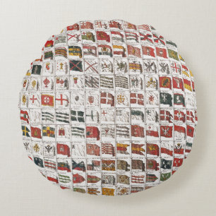Antique Nautical Flags of the World Poster Round Cushion