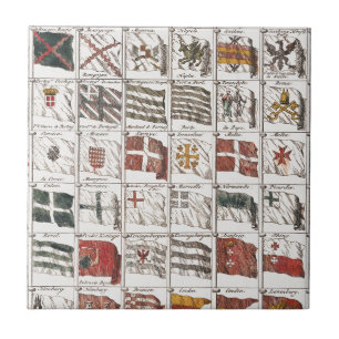 Antique Nautical Flags of the World Poster Tile