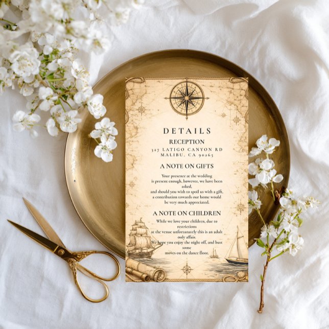 Antique Nautical Map Wedding Enclosure Card (Creator Uploaded)