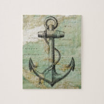 Antique Nautical Map with Anchor