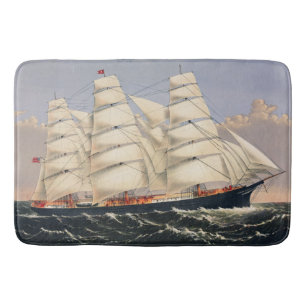 Antique Nautical Sailing Ship Currier & Ives Bath Mat