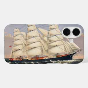 Antique Nautical Sailing Ship Currier & Ives iPhone 16 Case