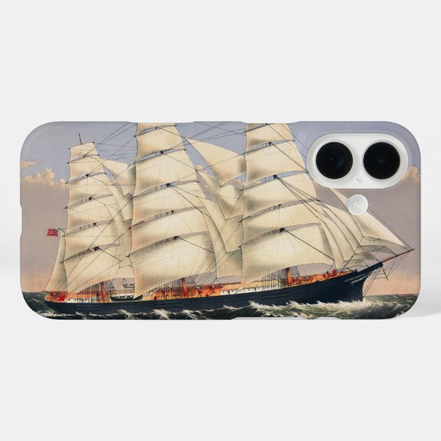 Antique Nautical Sailing Ship Currier & Ives Case-Mate iPhone Case (Back (Horizontal))