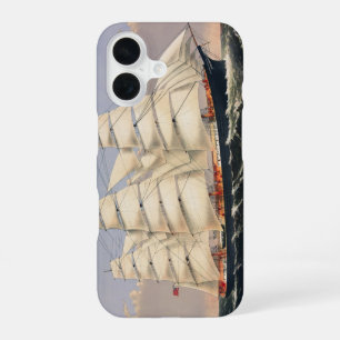 Antique Nautical Sailing Ship Currier & Ives iPhone 16 Case