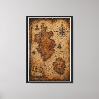 Antique Nautical Treasure Map Editorial Photograph Canvas Print