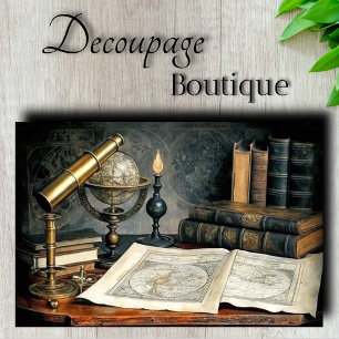 Antique Navigator's Study Decoupage Tissue Paper