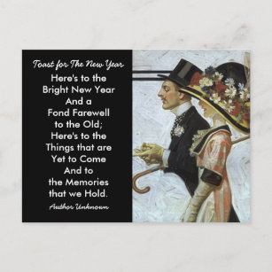 Antique New Year's Greeting Fancy Couple celebrate Holiday Postcard