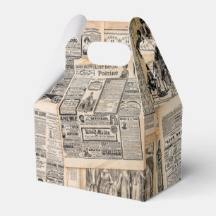 Antique Newspaper Advertisement Sheets Decoupage Favour Box
