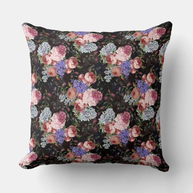 Antique Nostalgic Redouté Roses and Lilacs Cushion (Front)