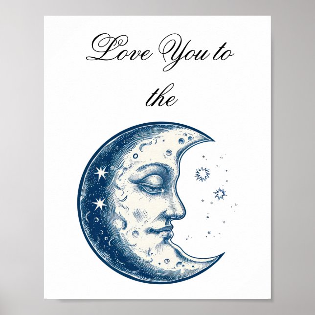 Antique of moon drawing  poster (Front)