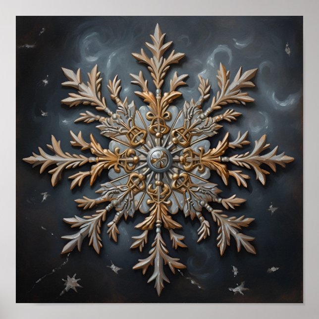 antique oil painting of a snowflake poster (Front)