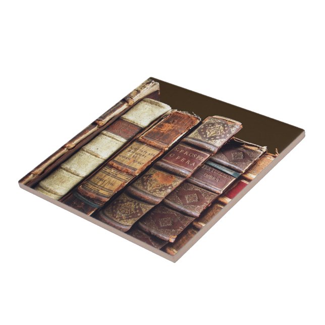 Antique Old Books Vintage Tomes Gift Tile (Side)