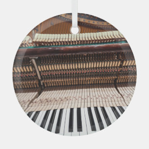 Antique Old Concert Piano Photo Glass Tree Decoration