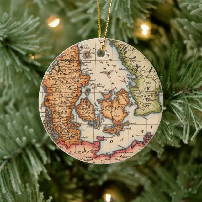 Antique Old Map Inspired (10) Ceramic Tree Decoration (Tree)