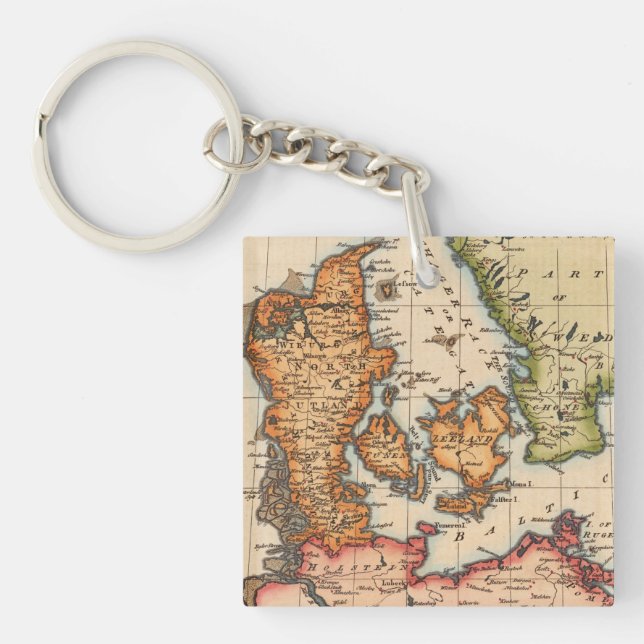 Antique Old Map Inspired (10) Key Ring (Front)