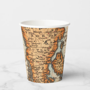 Antique Old Map Inspired (10) Paper Cups