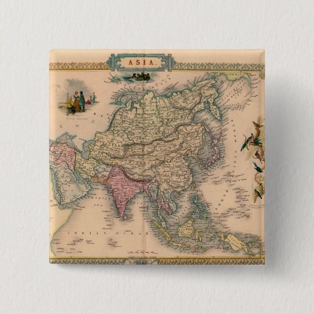 Antique Old Map Inspired (11) 15 Cm Square Badge (Front)